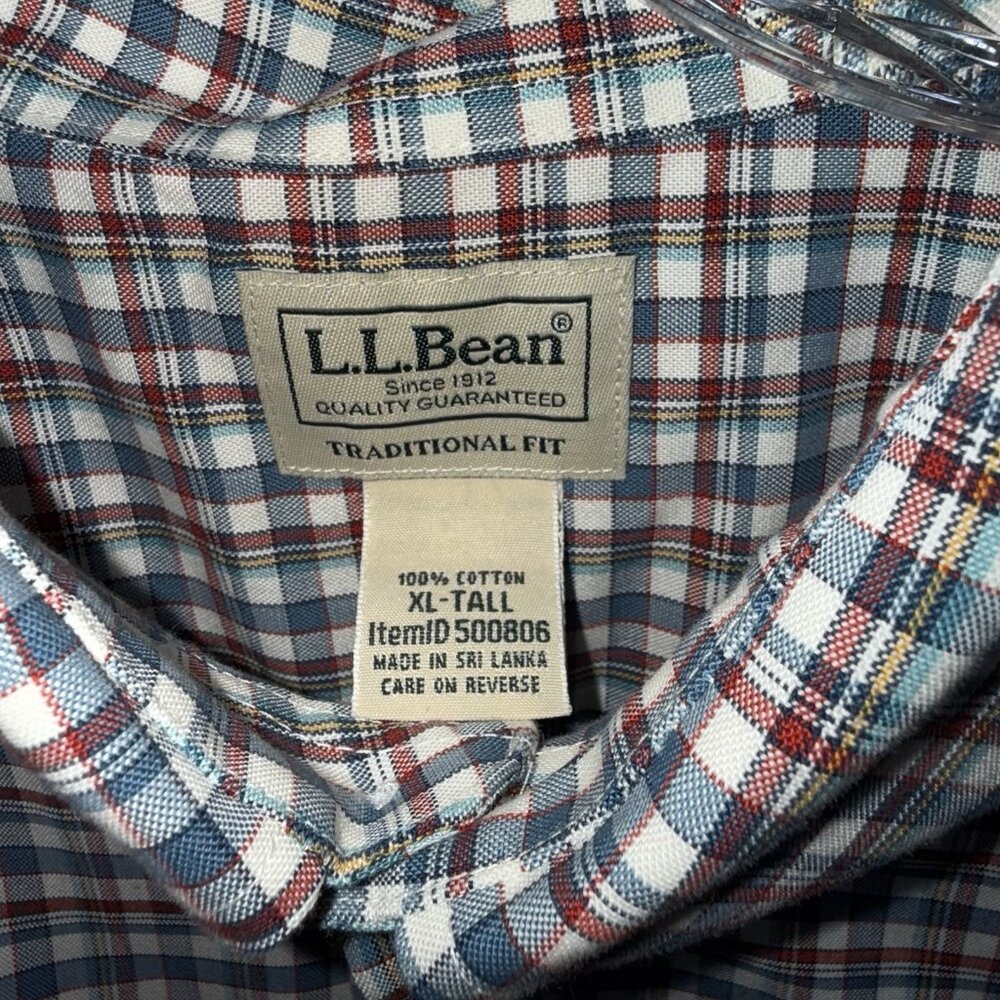 L.L. Bean Button Down Shirt Mens XL Tall XLT Plaid Traditional Fit 500806 - Picture 3 of 8